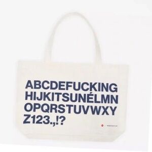 Maison Kitsuné X GFDA| Canvas Tote | NWT Cafe Kitsune | Ecru w/blue lettering